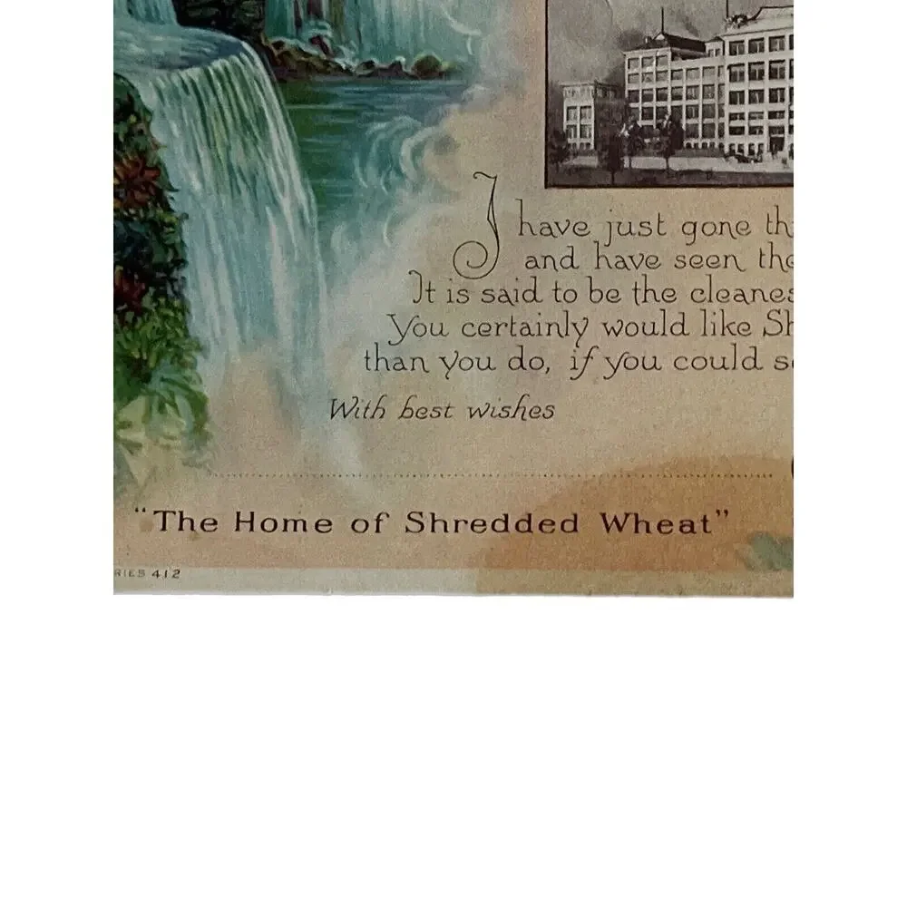 Antique Ad Postcard Shredded Wheat Ephemera Litho Print Niagara Falls New York